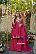Chinon Silk Sharara Set With Flired Top In Beautiful Colors