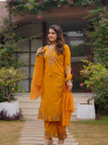 pure cotton dupatta set with heavy embroidery on kurti neck, slevees, and pant also with cut style