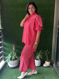 Cotton cord set that is perfect for work to vacation with lace work on yoke and both side pocket in pant