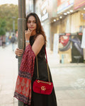 Handloom Cotton A Line Kurti with palazzo  pant paired with Linen cotton dupatta set