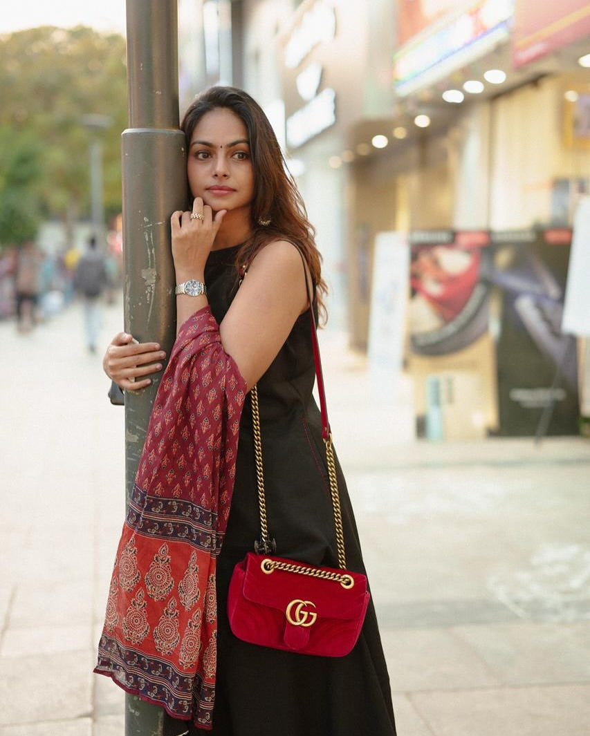 Handloom Cotton A Line Kurti with palazzo  pant paired with Linen cotton dupatta set