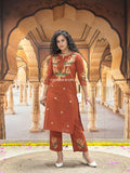 Pure Cotton cord set with aari embroidery work on kurti perfect for daily outings