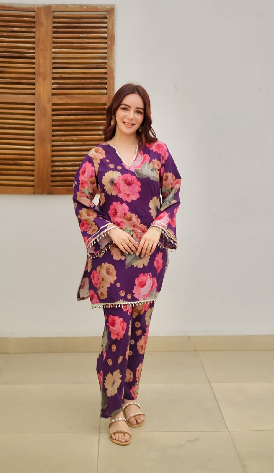 Floral Print Cotton kurti pant set for office wear