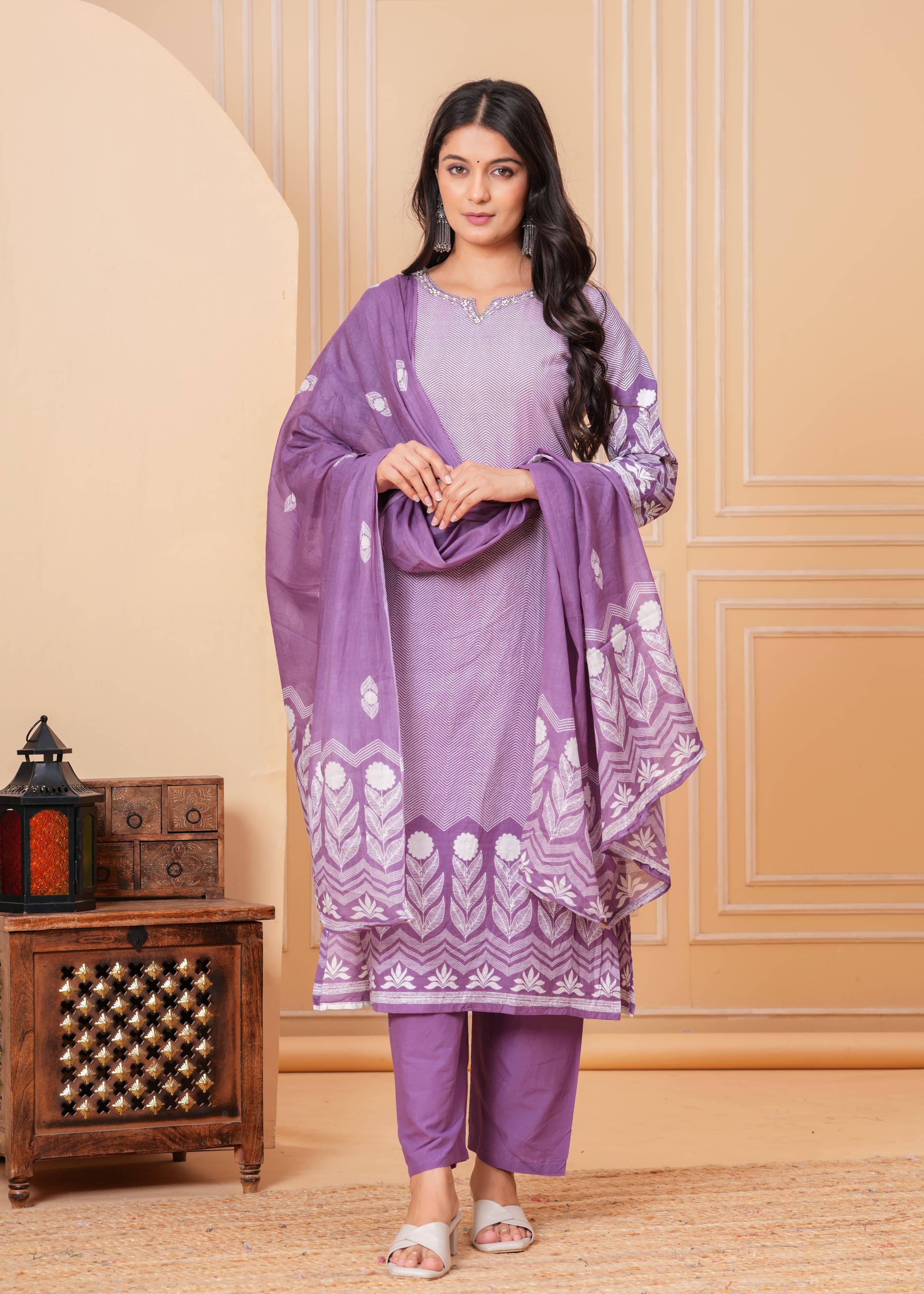 Lehriya suit in blue , purple, and yellow color