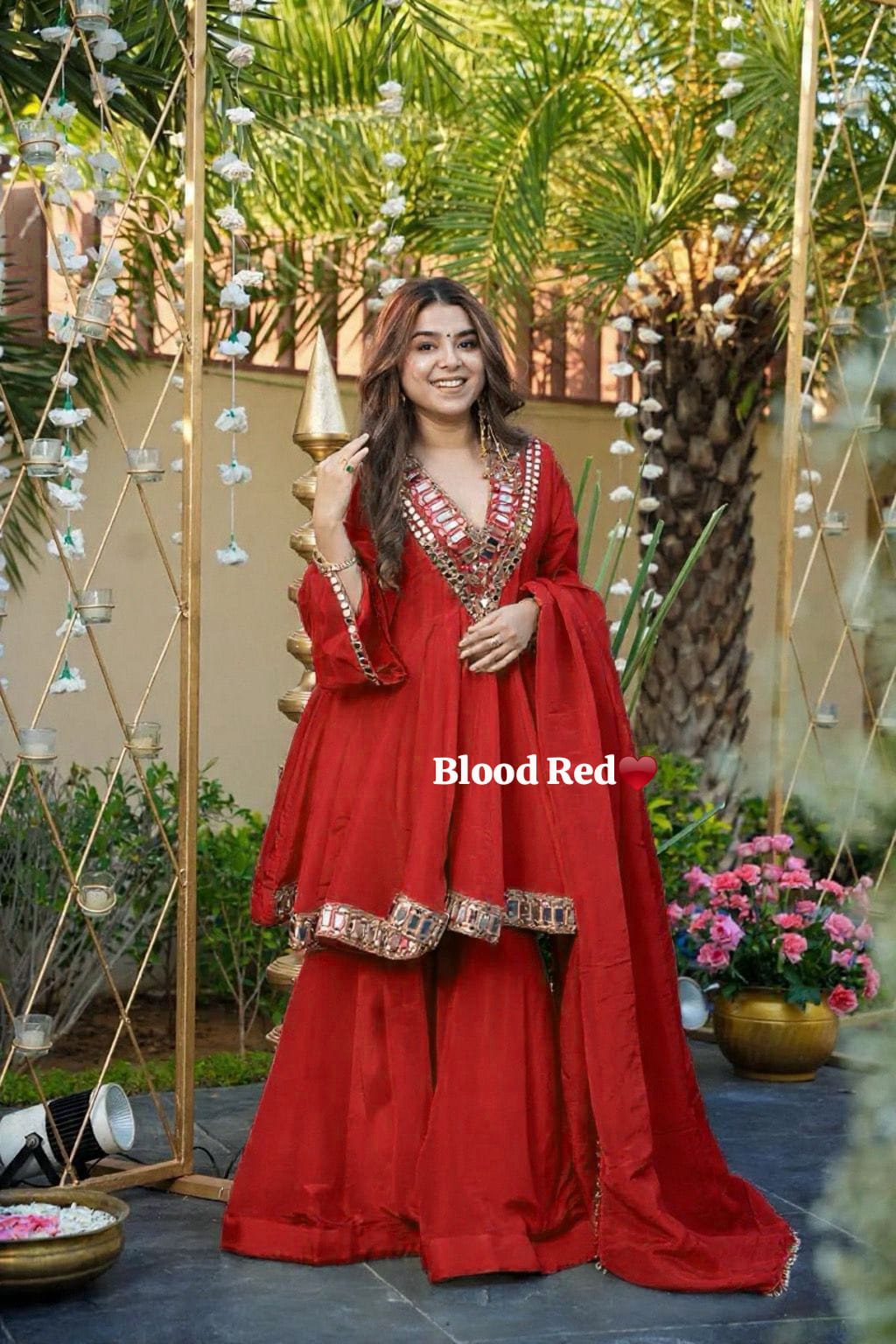 Chinon Silk Sharara Set With Flired Top In Beautiful Colors