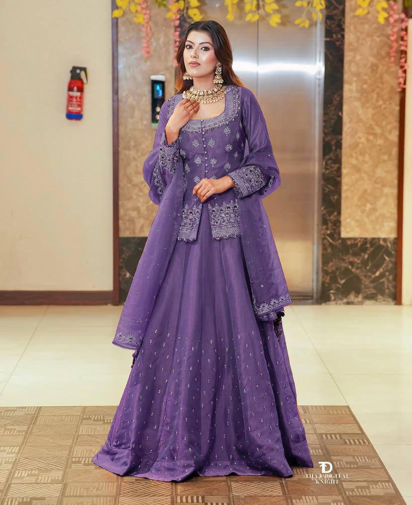 Simmer silk lehnga choli perfect for any occasion , available in pink and purple colours