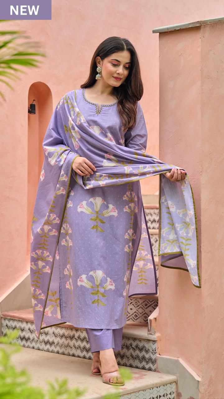 Digital floral print cotton suit set in beautiful colours