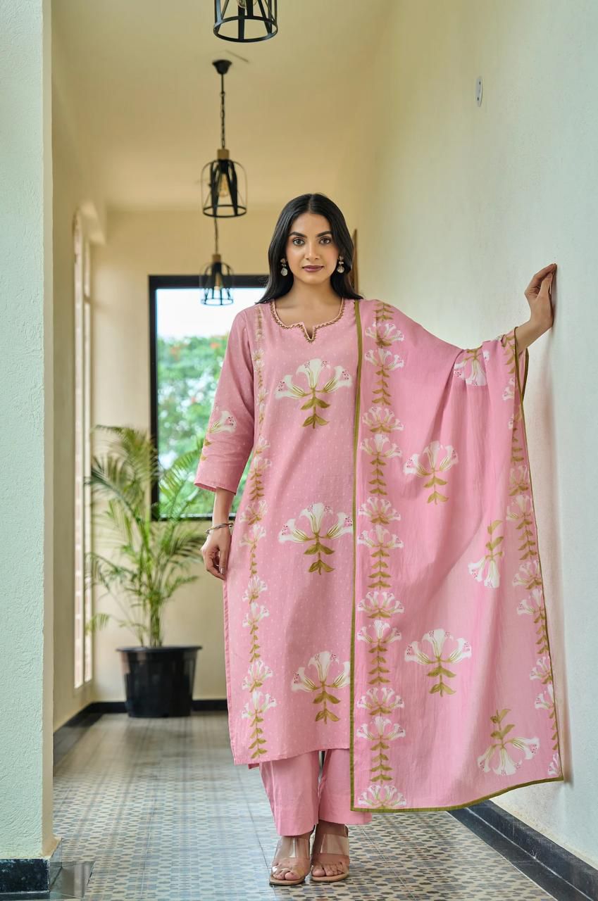 Digital floral print cotton suit set in beautiful colours