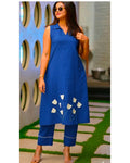 Sleeveless Office wear cord set with orignal patch work  and kantha work on kurti