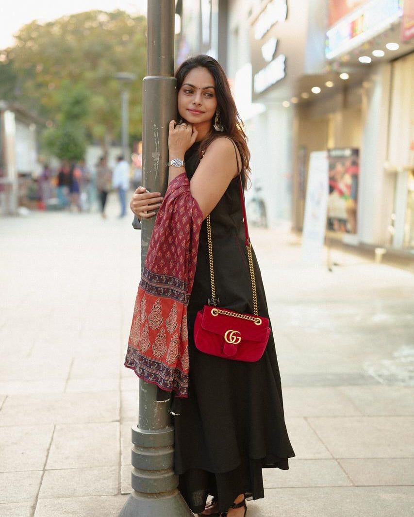 Handloom Cotton A Line Kurti with palazzo  pant paired with Linen cotton dupatta set
