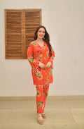 Floral Print Cotton kurti pant set for office wear