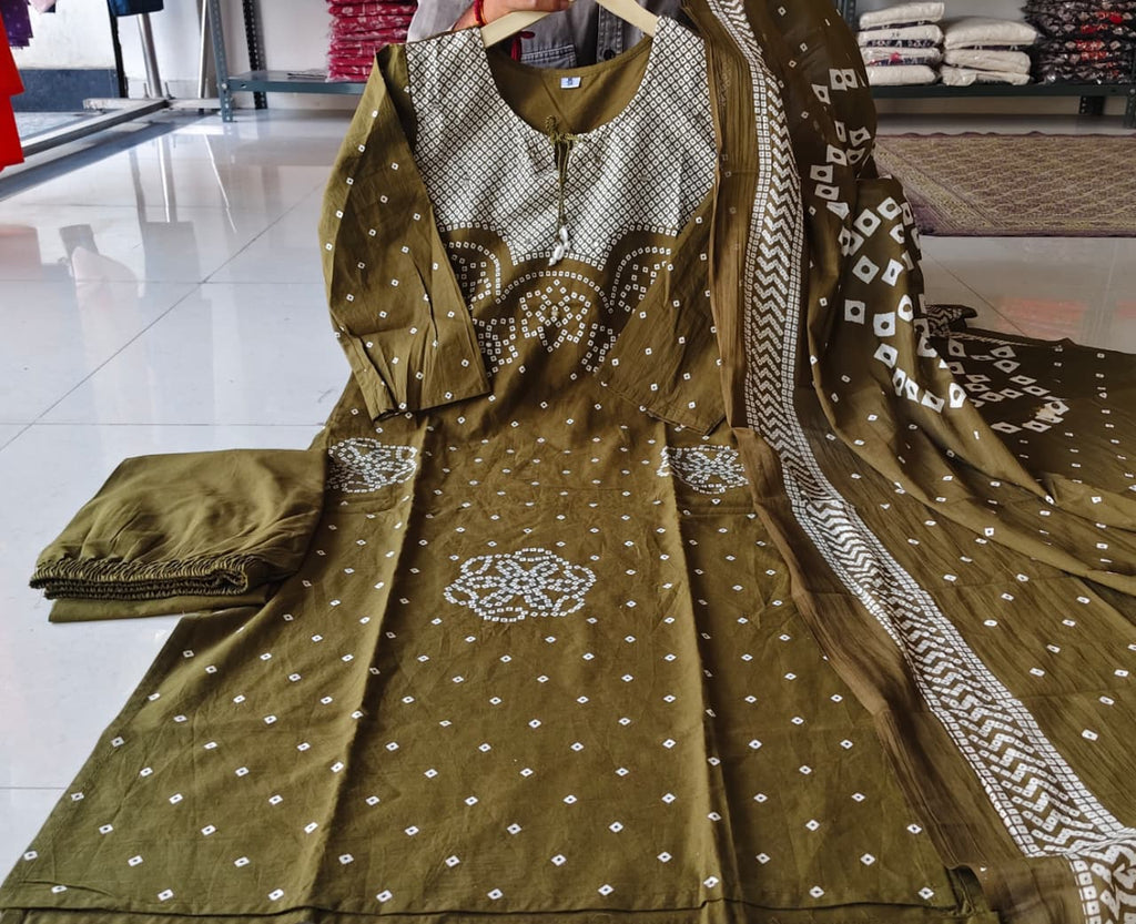 Bandhani Print Cotton Duppata Set Which Is In Trend Right Now