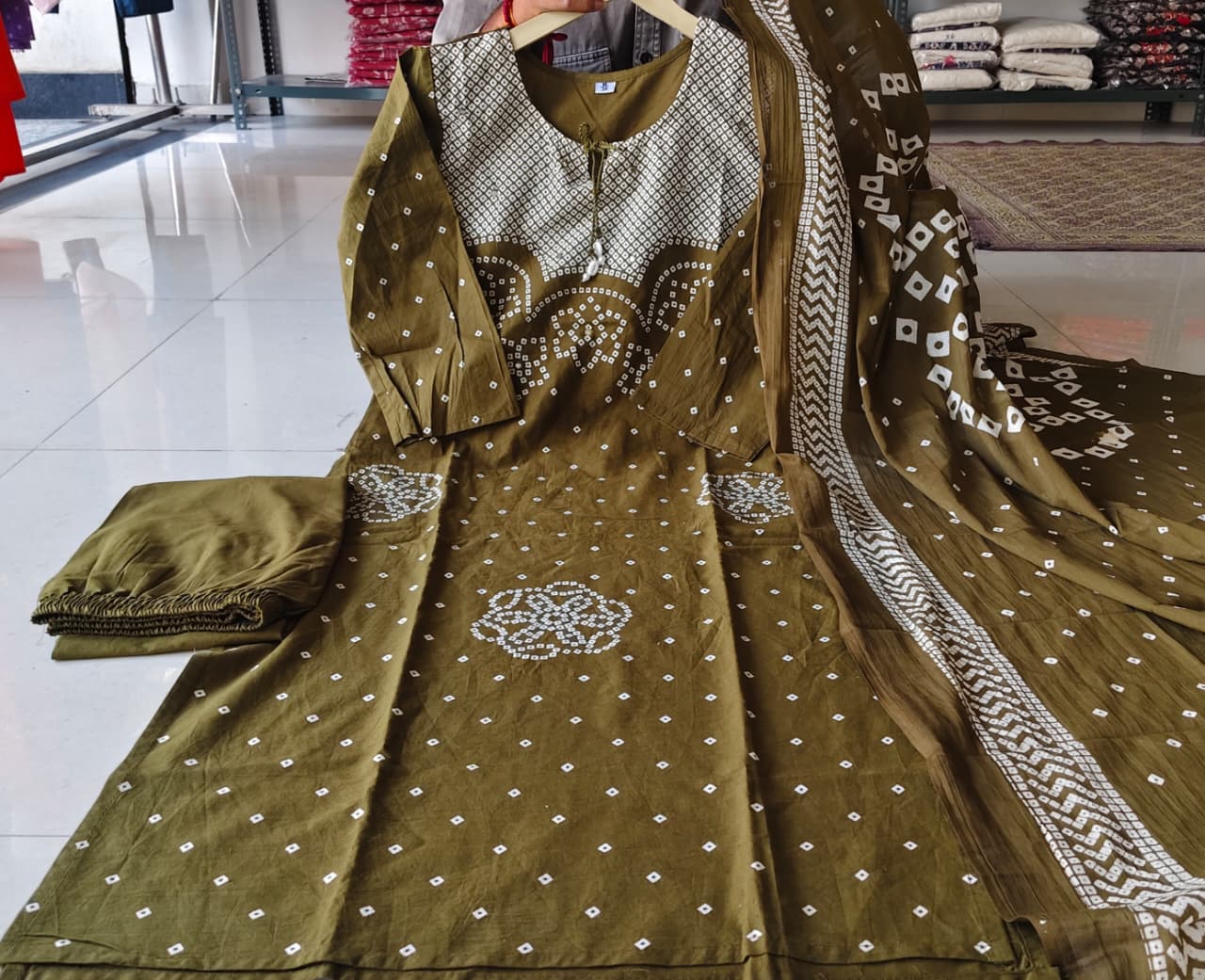 Bandhani Print Cotton Duppata Set Which Is In Trend Right Now