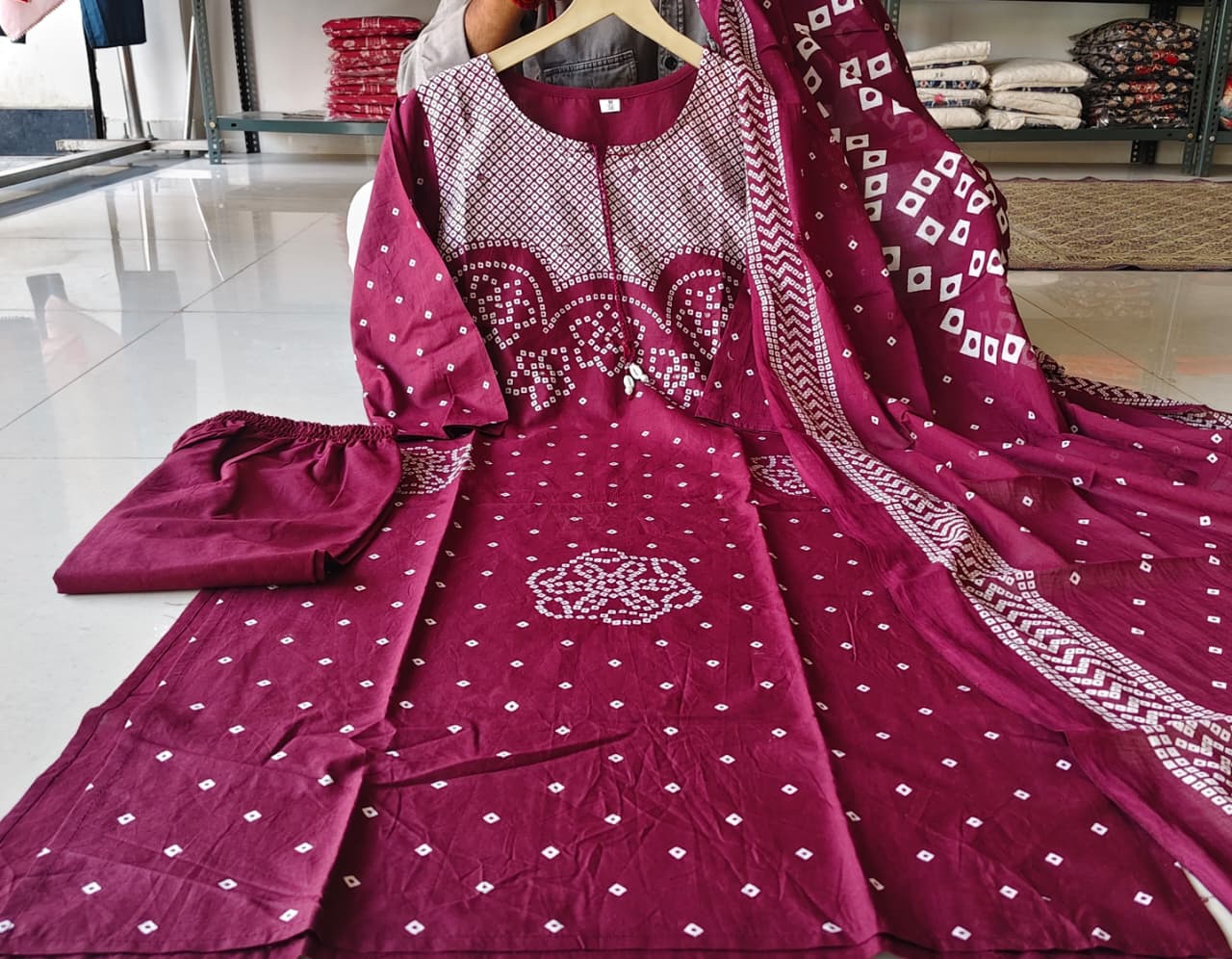 Bandhani Print Cotton Duppata Set Which Is In Trend Right Now