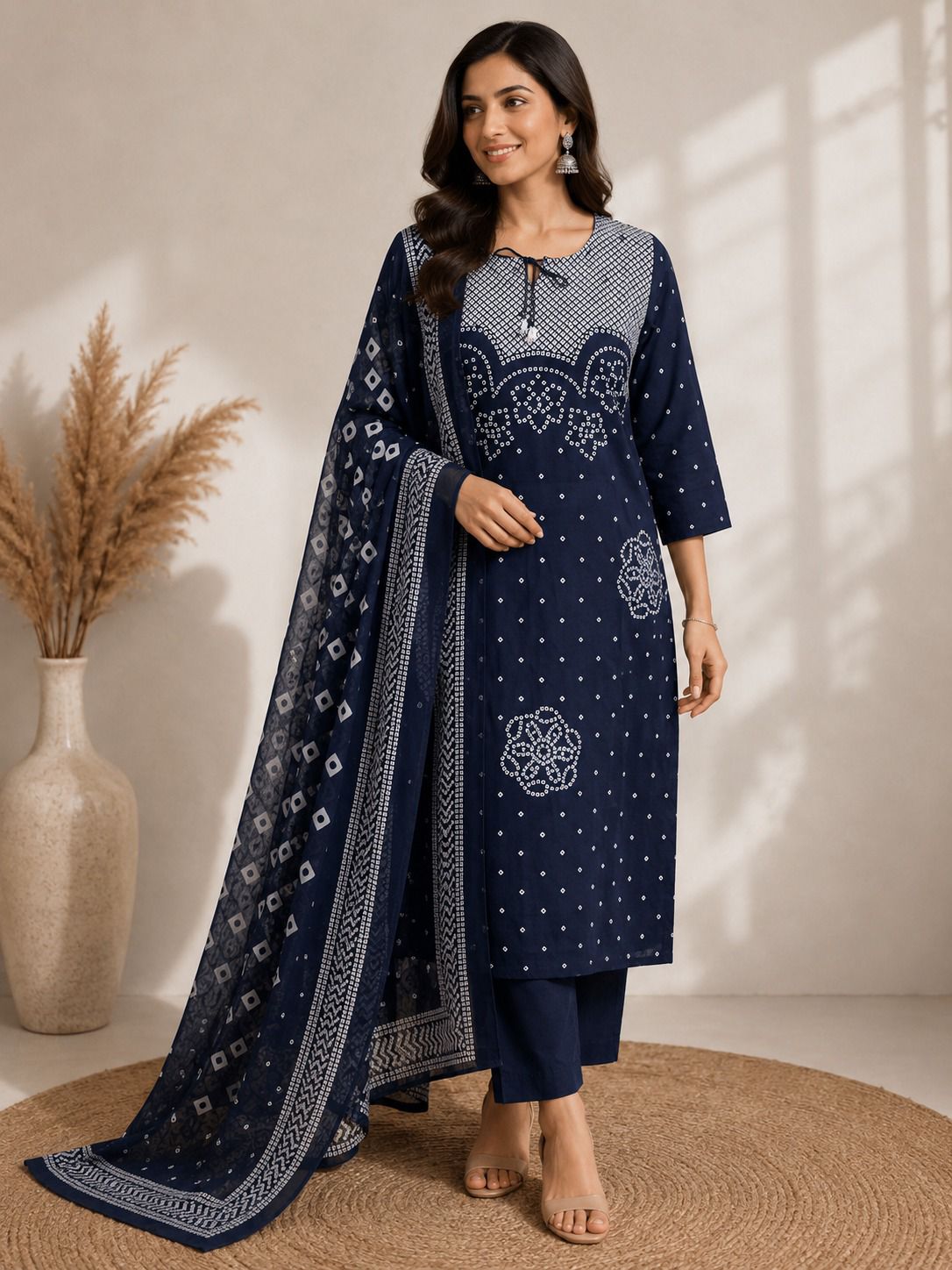 Bandhani Print Cotton Duppata Set Which Is In Trend Right Now