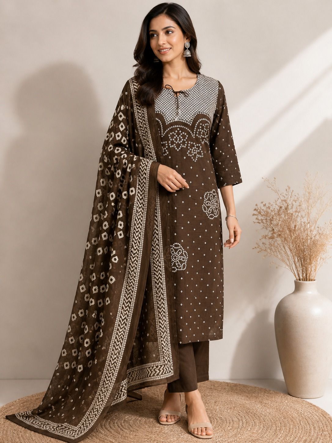 Bandhani Print Cotton Duppata Set Which Is In Trend Right Now
