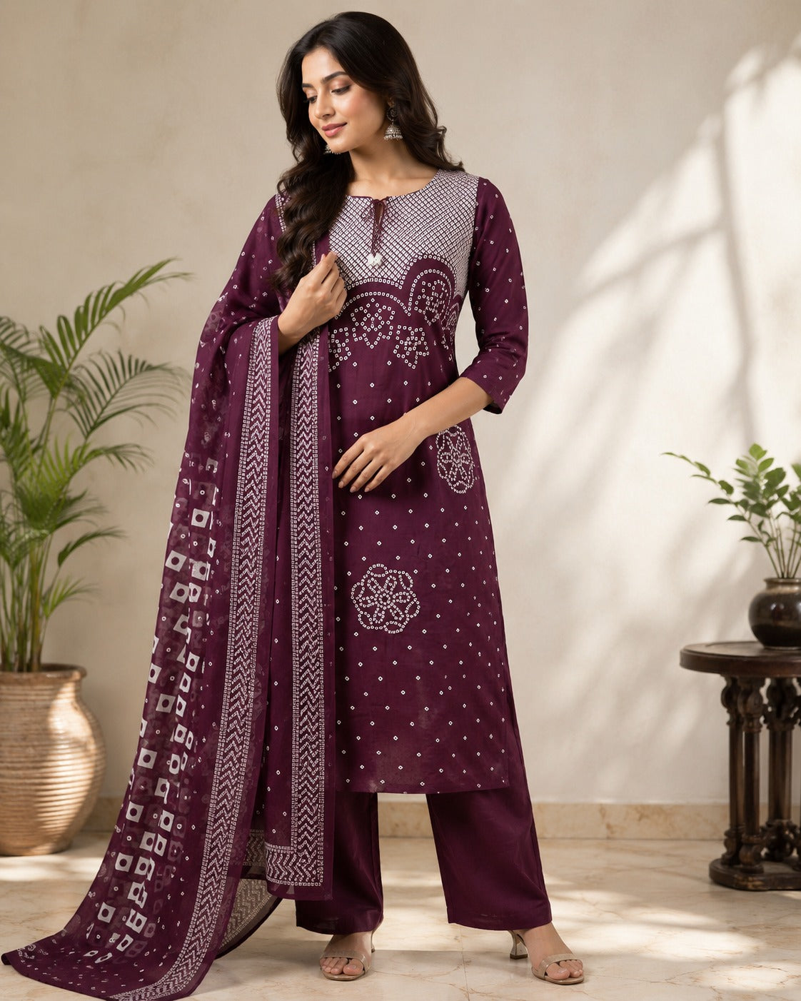 Bandhani Print Cotton Duppata Set Which Is In Trend Right Now